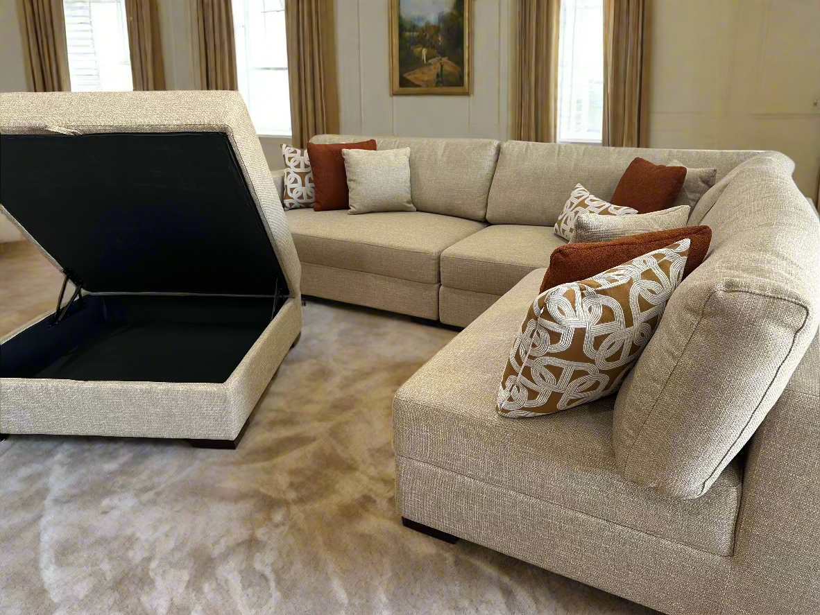 SAHARA Five Seater Sectional Sofa w/ Storage Ottoman