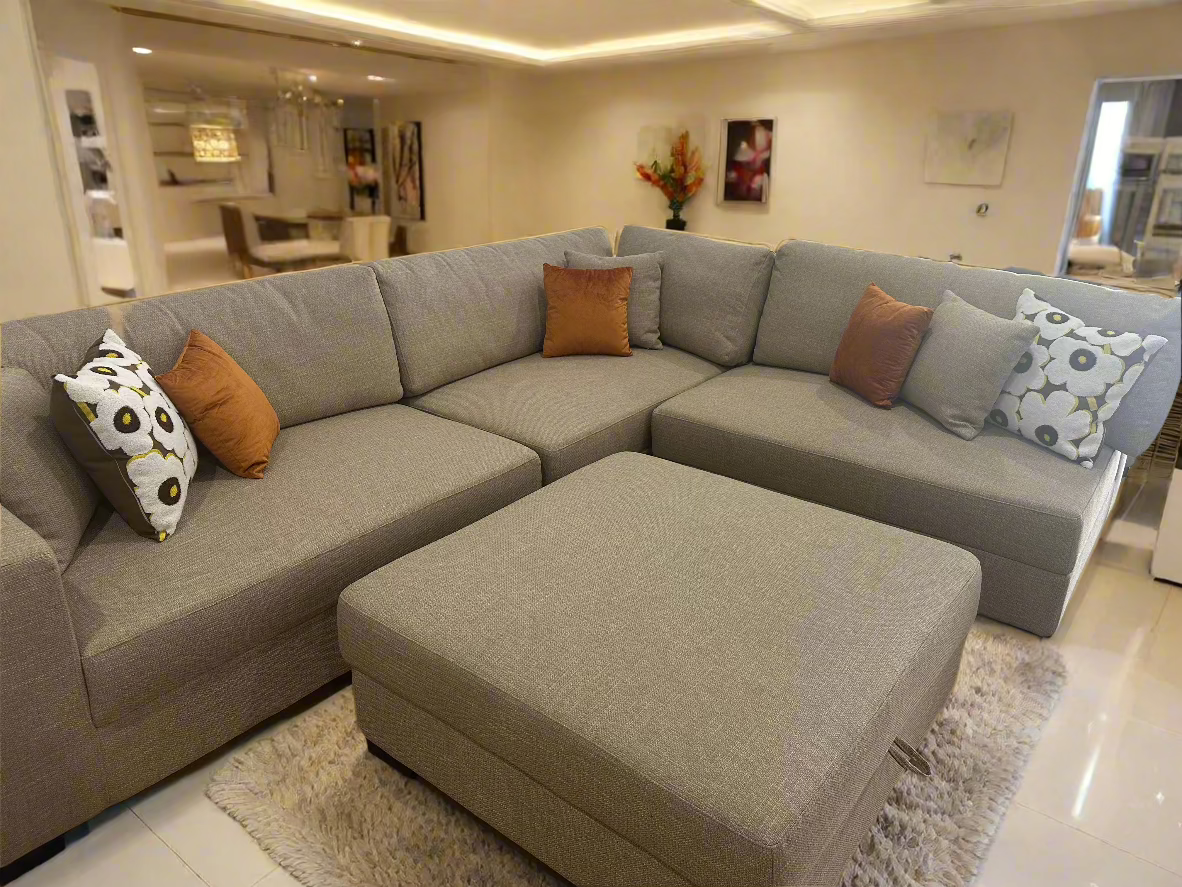 SAHARA Five Seater Sectional Sofa w/ Storage Ottoman