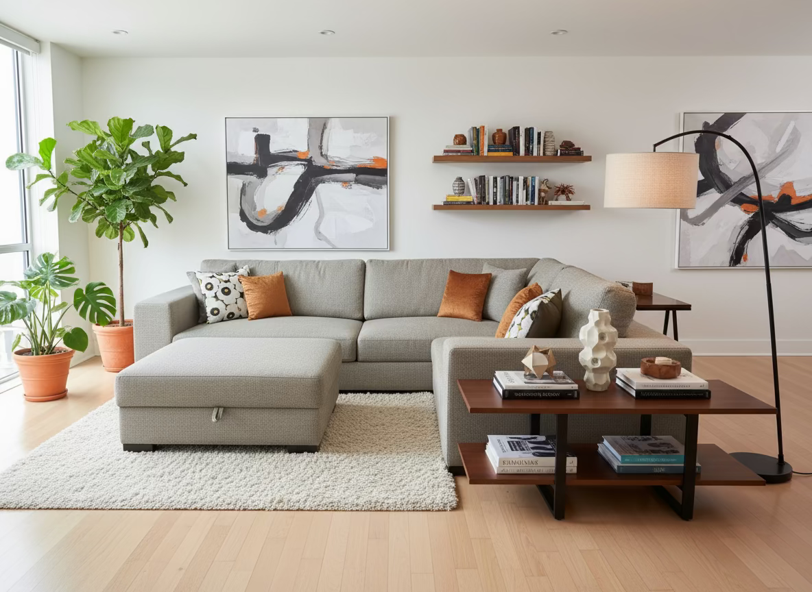 SAHARA Five Seater Sectional Sofa w/ Storage Ottoman