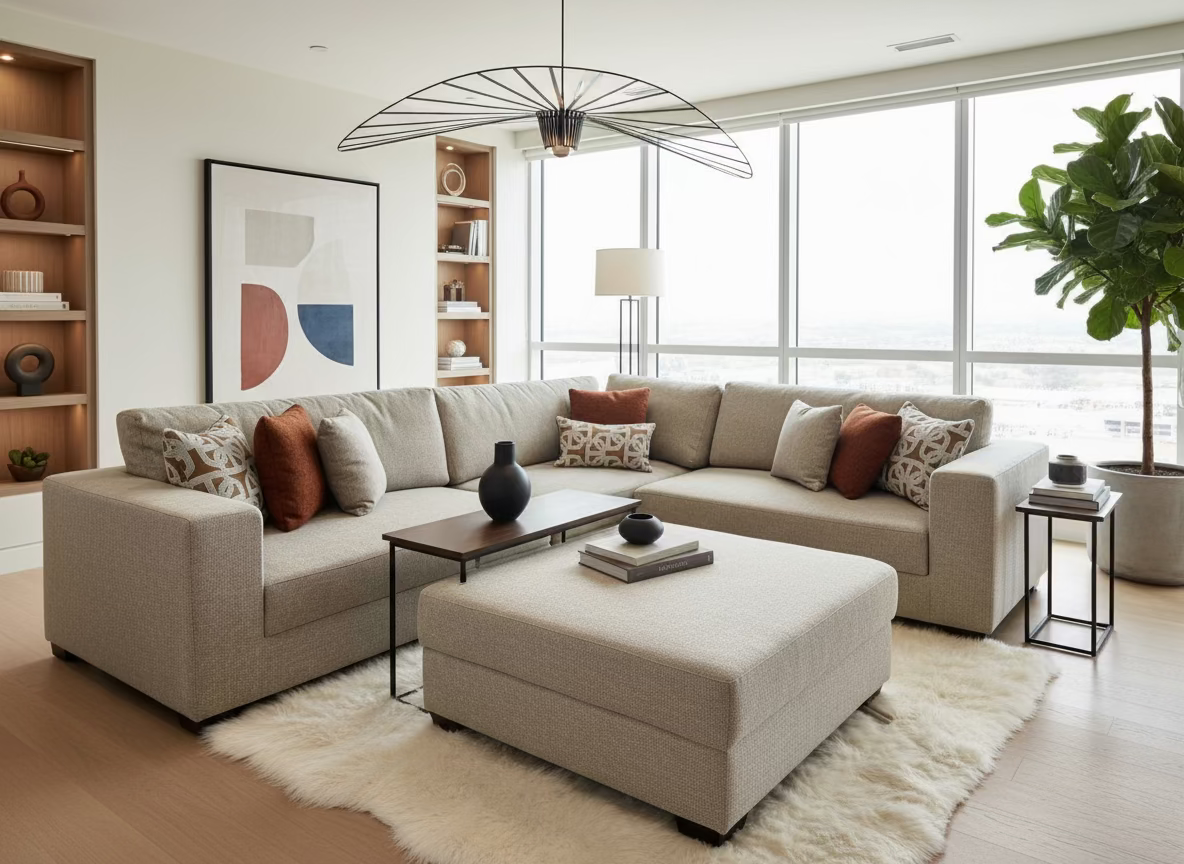 SAHARA Five Seater Sectional Sofa w/ Storage Ottoman