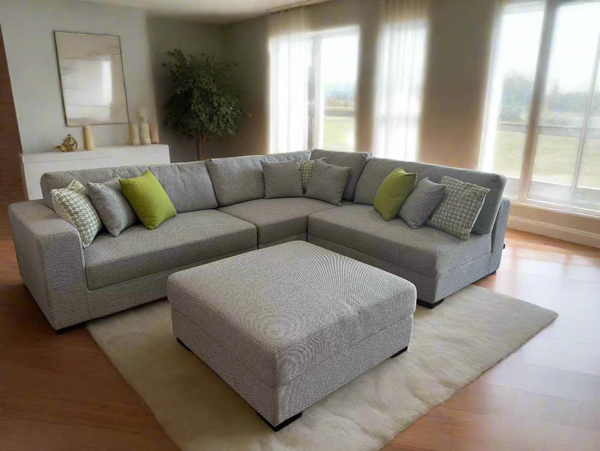 SAHARA Five Seater Sectional Sofa w/ Storage Ottoman
