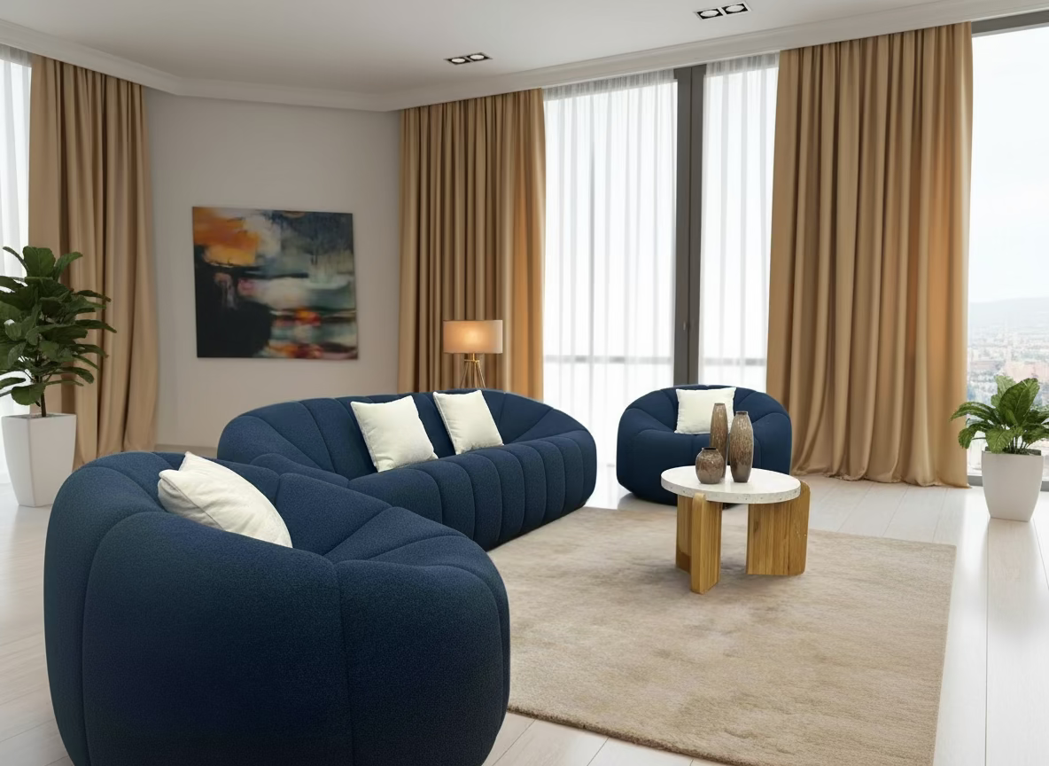 LILA Three-Seater Boucle Sofa Set w/ Two Seats