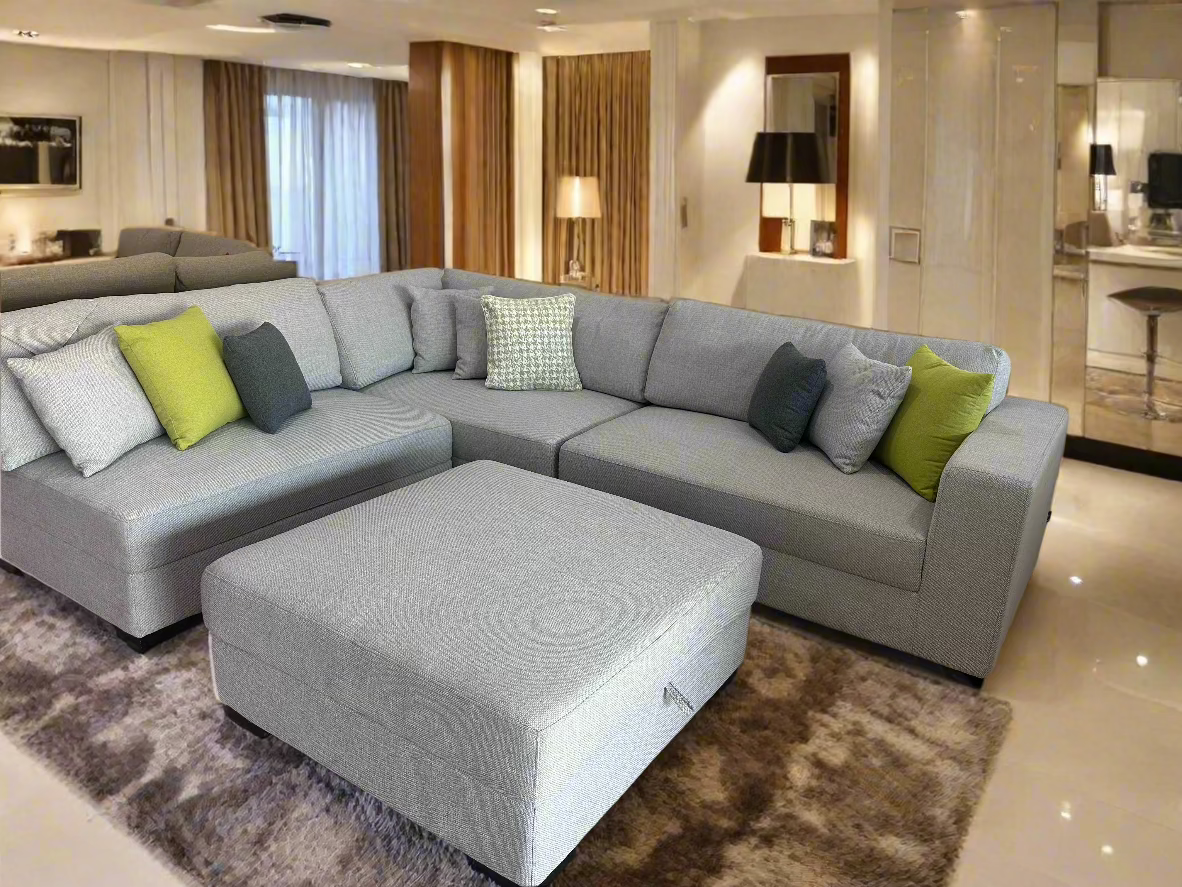 SAHARA Five Seater Sectional Sofa w/ Storage Ottoman