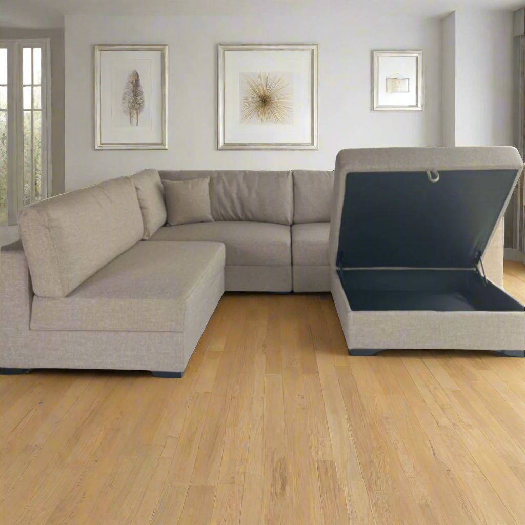SAHARA Five Seater Sectional Sofa w/ Storage Ottoman