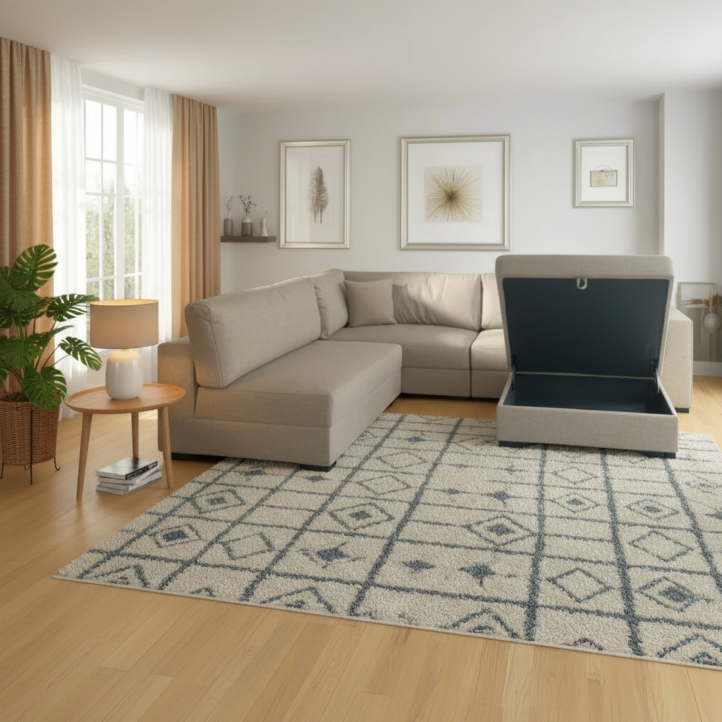 SAHARA Five Seater Sectional Sofa w/ Storage Ottoman