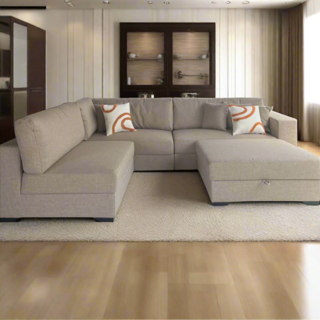 SAHARA Five Seater Sectional Sofa w/ Storage Ottoman