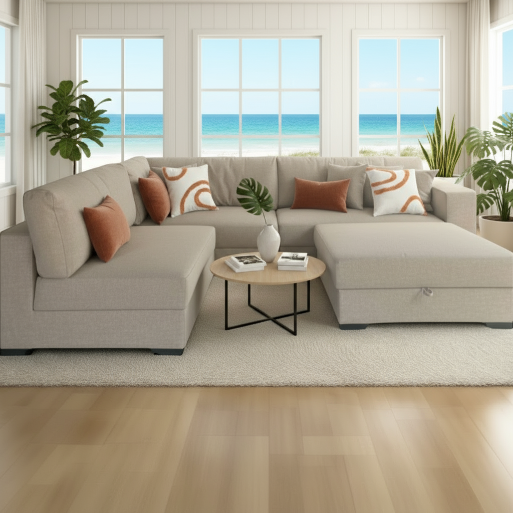 SAHARA Five Seater Sectional Sofa w/ Storage Ottoman