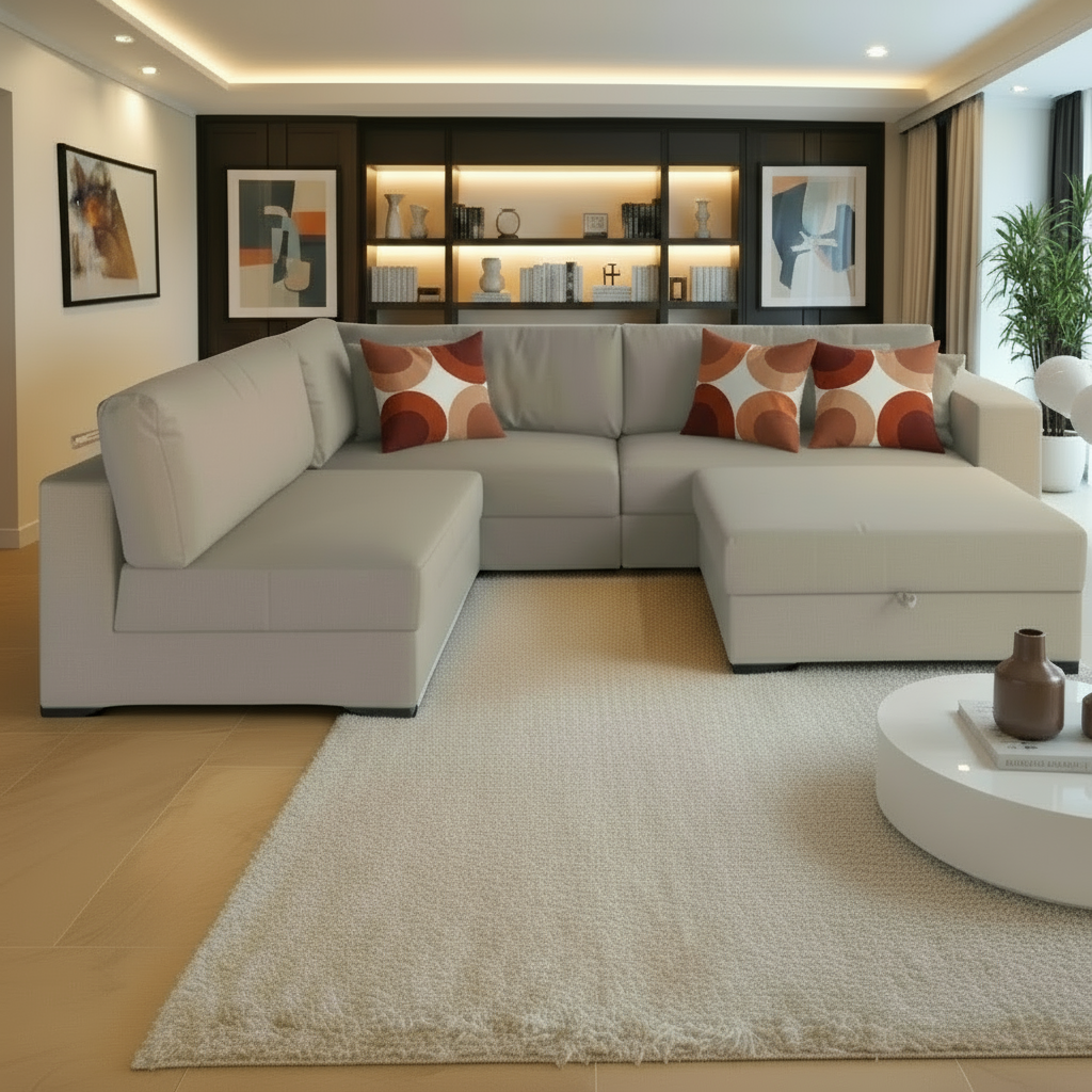 SAHARA Five Seater Sectional Sofa w/ Storage Ottoman