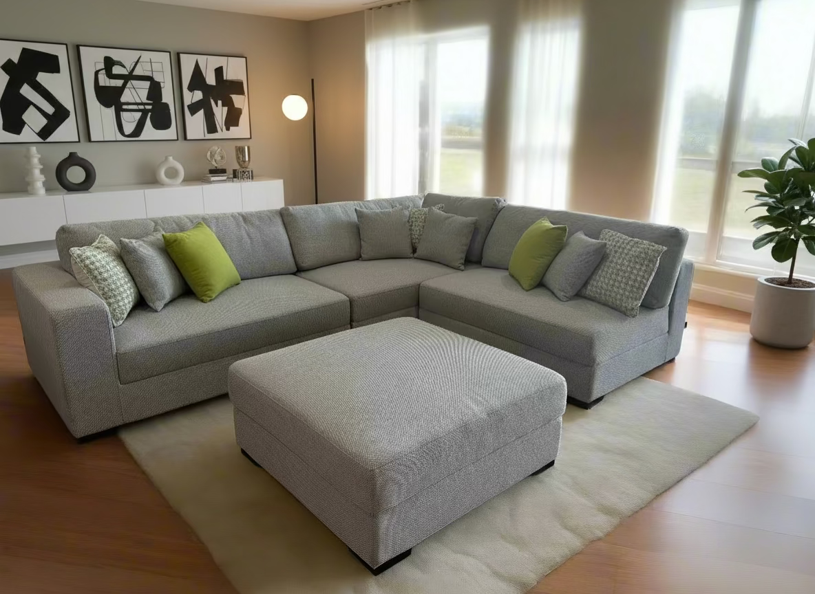 SAHARA Five Seater Sectional Sofa w/ Storage Ottoman